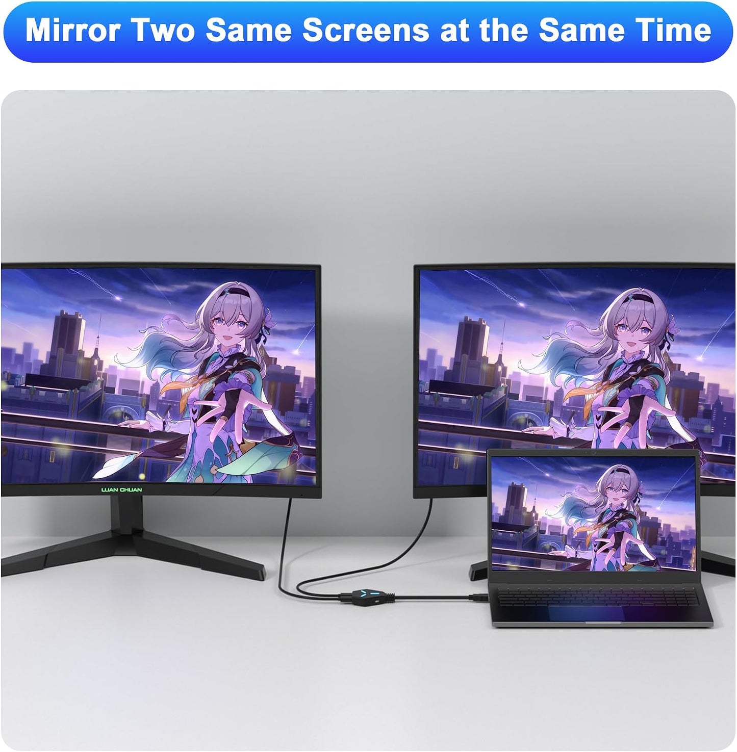 AUKOKIOULA 1 2 4K@60hz 1080P, 3D, PS4, PS5, HDMI Splitter in Out Duplicate/Mirror (Not Extend), HDMI Splitter for Dual