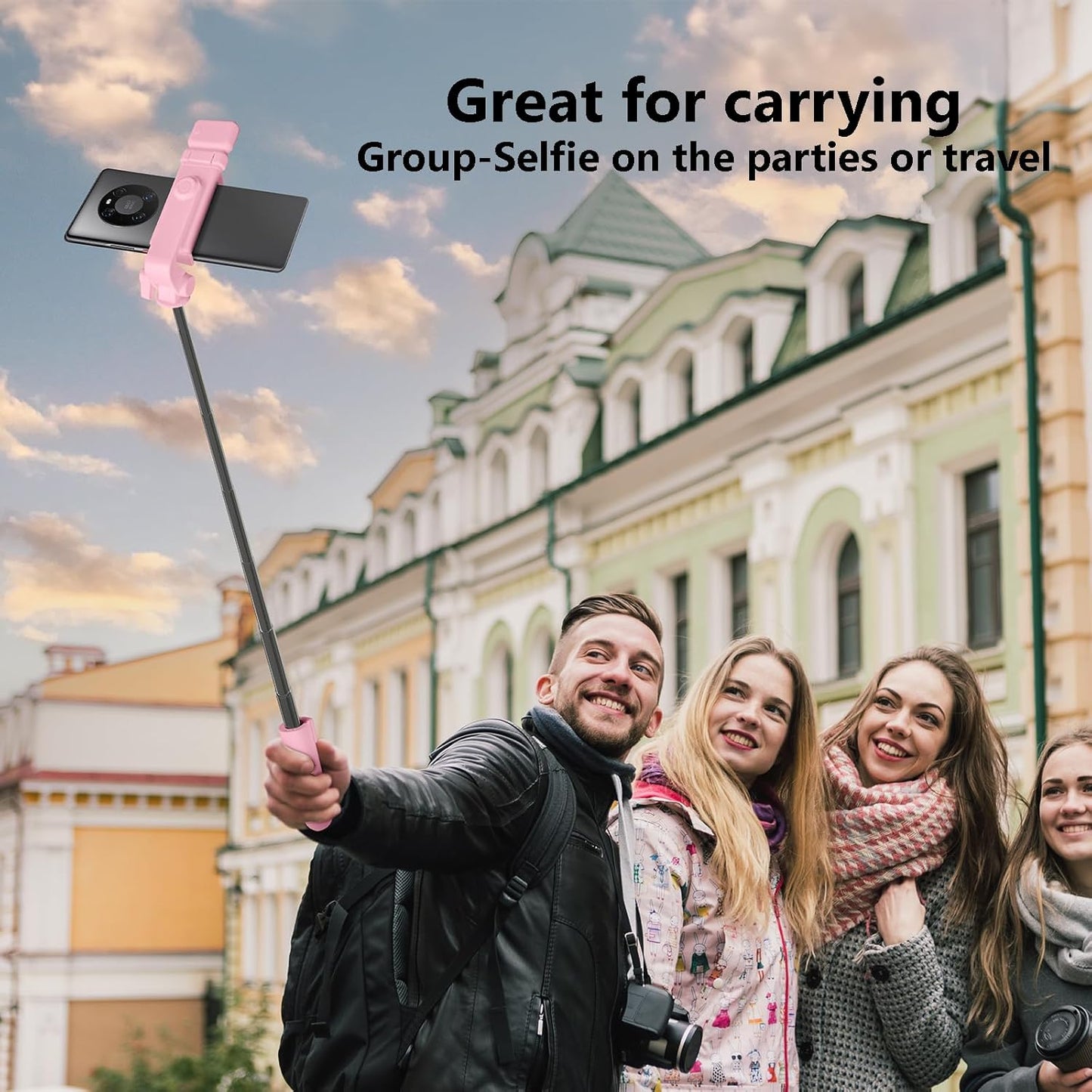 Bollove 40in Selfie Stick Tripod, Retractable Phone Tripod with Wireless Remote Control & Light, Portable Selfie Stick