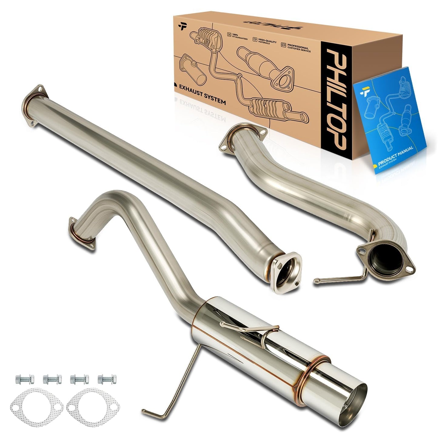 PHILTOP Cat-Back System, Stainless Steel Cat Back Exhaust System Fit for 2015-2017 Subaru WRX/WRX STI