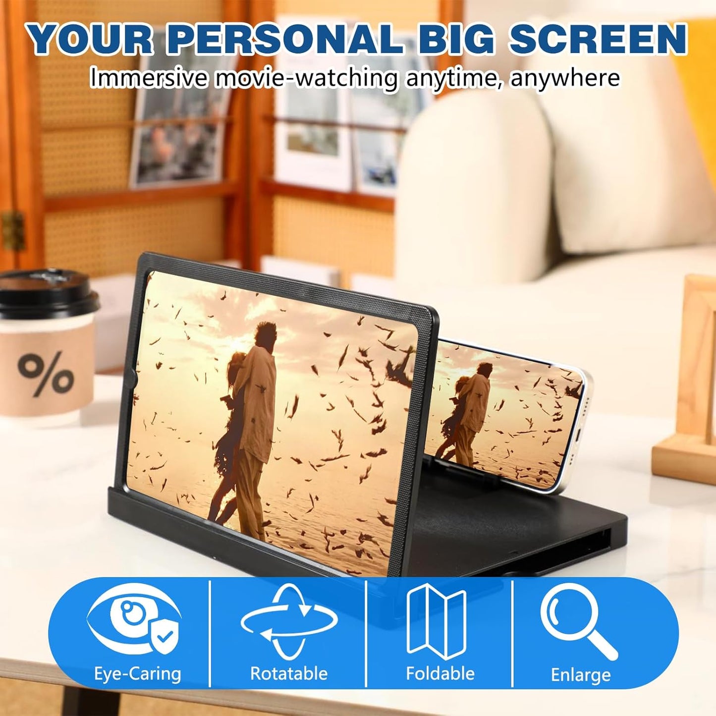 BSpecter 2026 3D (10 Screen Magnifier for Cell Phone, New HD Magnifing Screen Enlarger Projector for Movies Videos