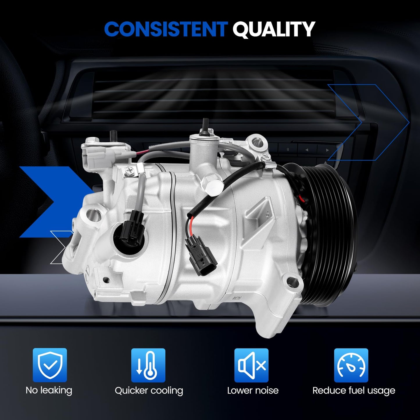 SYKRSS 98588 Air Conditioning AC Compressor with Clutch Compatible with Infiniti Q50 2016-2024 3.0L, for Q50 2014-2015 3.7L, for Q60 2017-2022 3.0L, Compatible with Nissan 370Z 2019-2020 3.7L