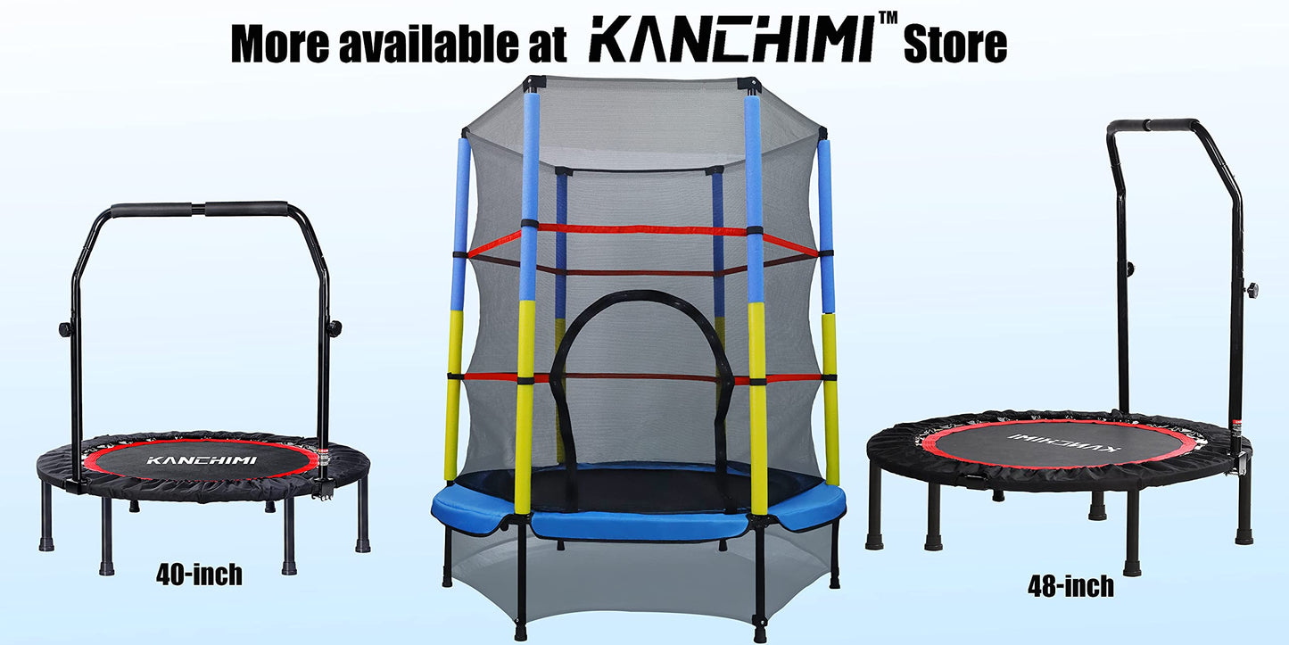 Kanchimi 40" Folding Mini Fitness Indoor Exercise Workout Rebounder Trampoline with Handle, Max Load 330lbs（Blue