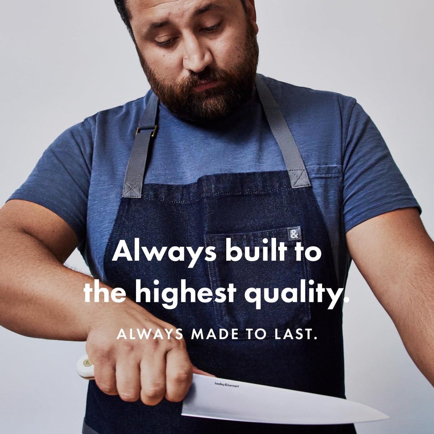 hedley & bennett Essential Apron - Adjustable Bib Chef Apron with 3 Pockets & Towel Loop - 8oz Cotton Canvas - Caviar