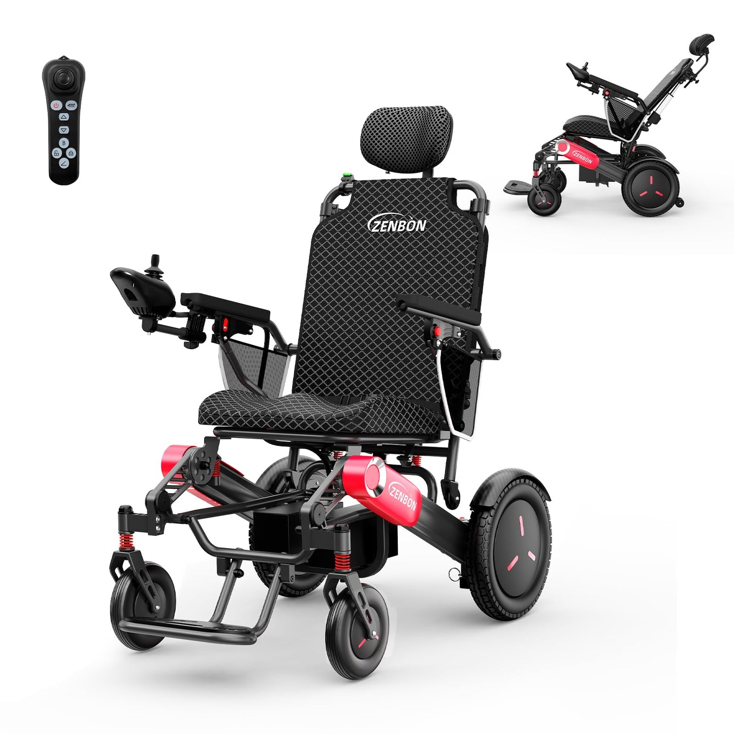 Electric Wheelchairs for Adults/Seniors ZENBON, 30 Miles Cruise Range, Automatic Backrest Adjustment Powered Wheelchair, Portable Foldable Lightweight All Terrain Electric Mobility Chair 632B