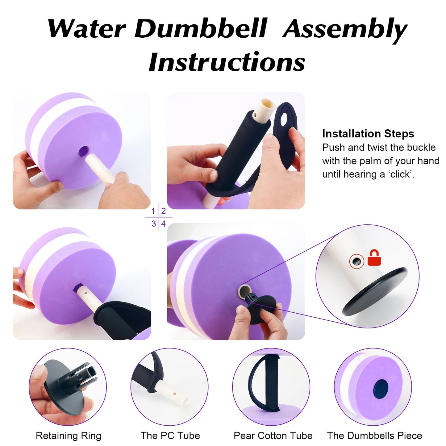 HOMNUTS Water Dumbbells Aquatic Exercise Combo Set, High Density Water Weight, Swimming Belt, Swimming Aquatic Gloves for Swim Fitness Training Water Exercise