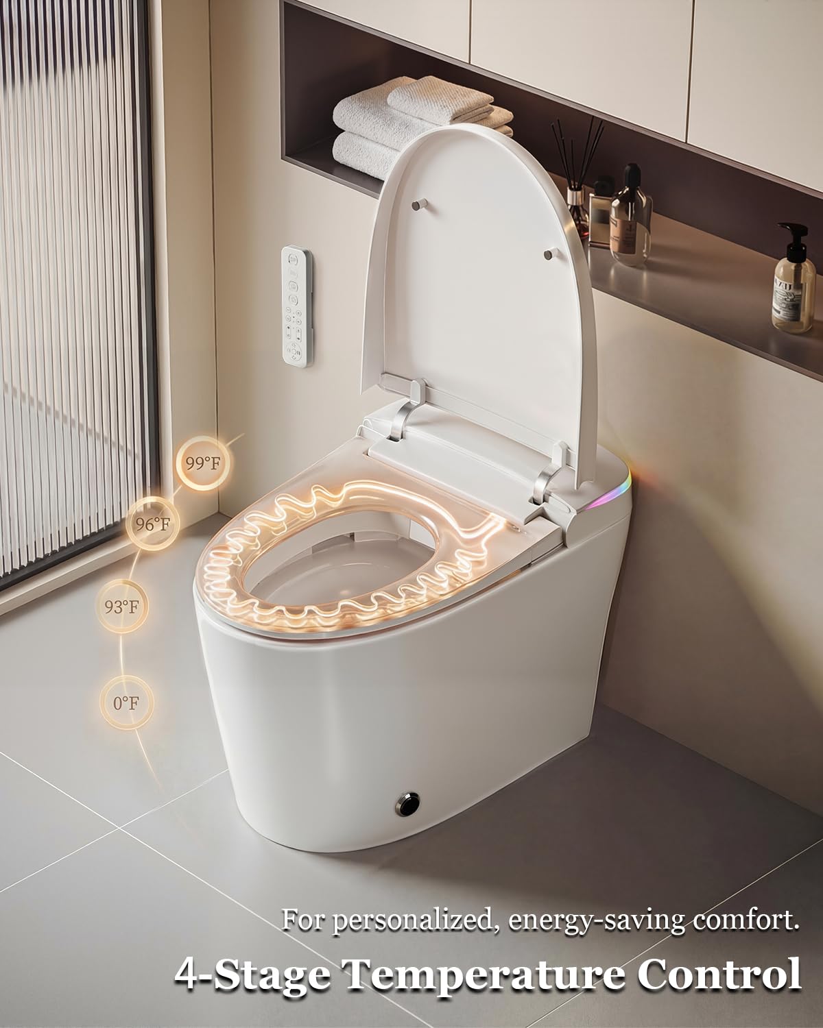 TOTTE Smart Toilet with Bidet Built-in, Built-In Water Tank & Pressure Pump, 1000g MaP Flush Score, Foam Shield, ADA Comfort Height Heated Seat, Automatic Lid, Warm Air Dryer & Instant Warm Water