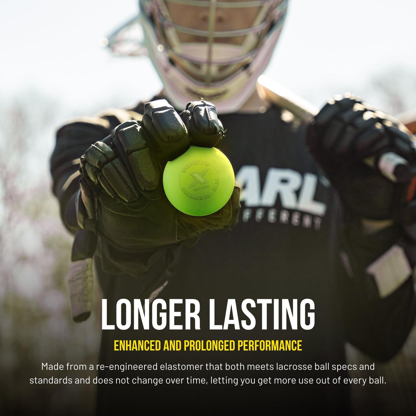 PEARL X Greaseless Lacrosse Balls by Guardian Innovations, 10 Pack, Optic Yellow - Official Ball of the PLL, WLL, NCAA® Lacrosse Championships, and the MCLA