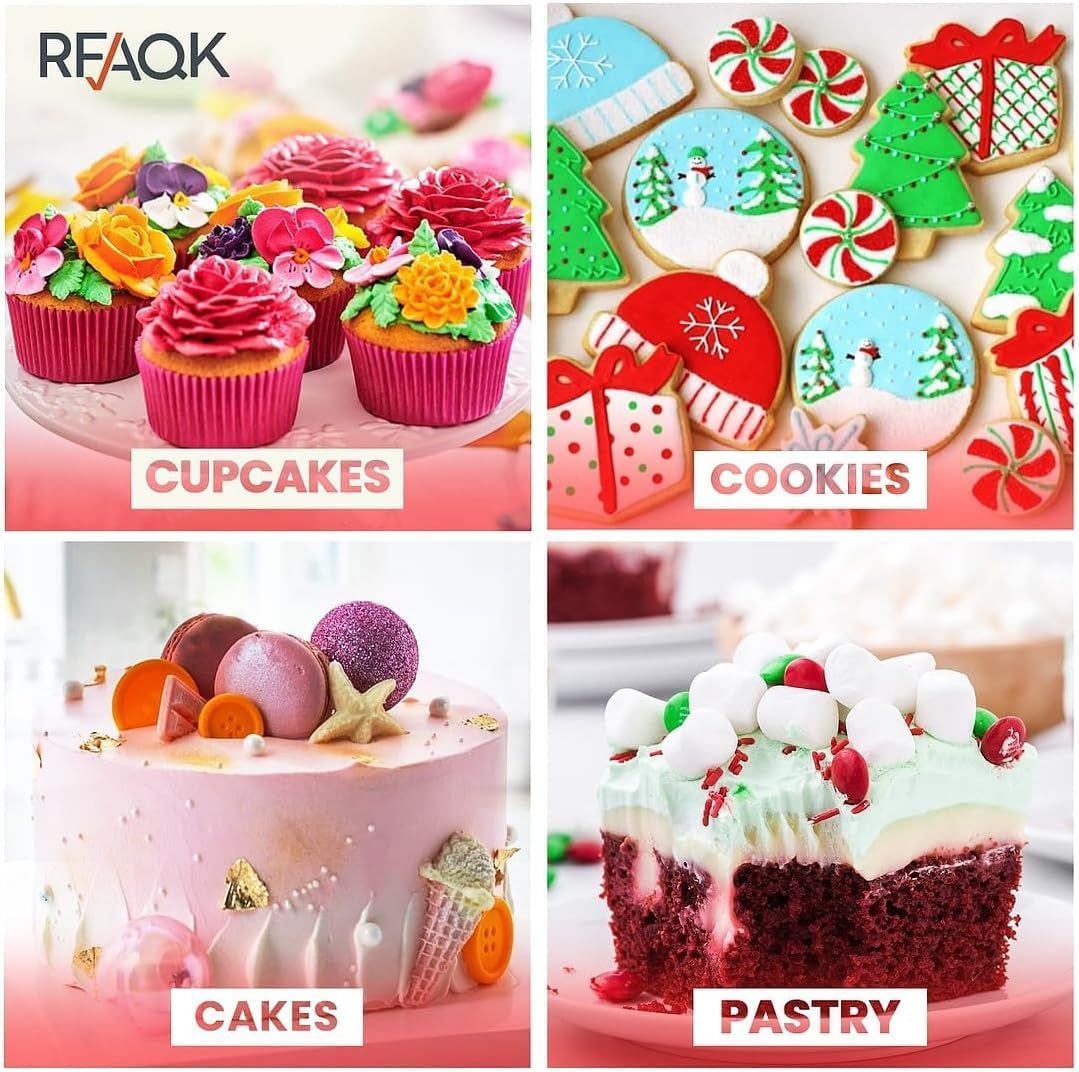 RFAQK 200-Piece Cake Decorating Kit - Complete Baking Supplies Set with Turntable, Icing Tips & More