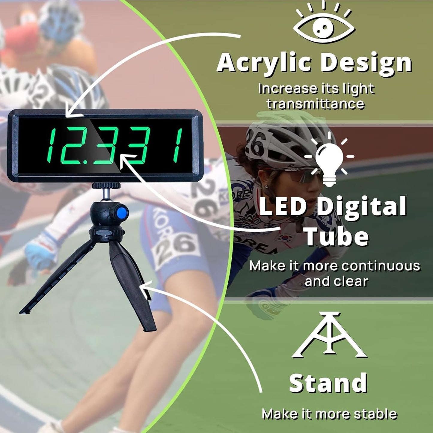 YZ Battery Powered Wireless Laser Timer for Sprints Race Clock Running Stopwatch Electronic Bike Speed Training Skating Track Field Timer Motorcycle