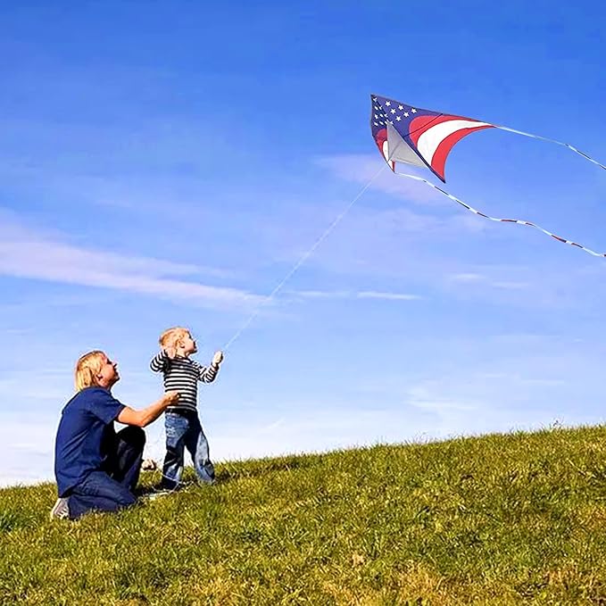 Mint's Colorful Life 60'' Delta Kite With 7.1in Reel Winder, Easy Flying & String Spool for Kids & Adults, Best Beach Set for Beginners