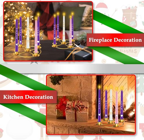 Advent Wreath | 5-Candle Holder Set with Candles & Rings | Festive Table Decoration for Christmas
