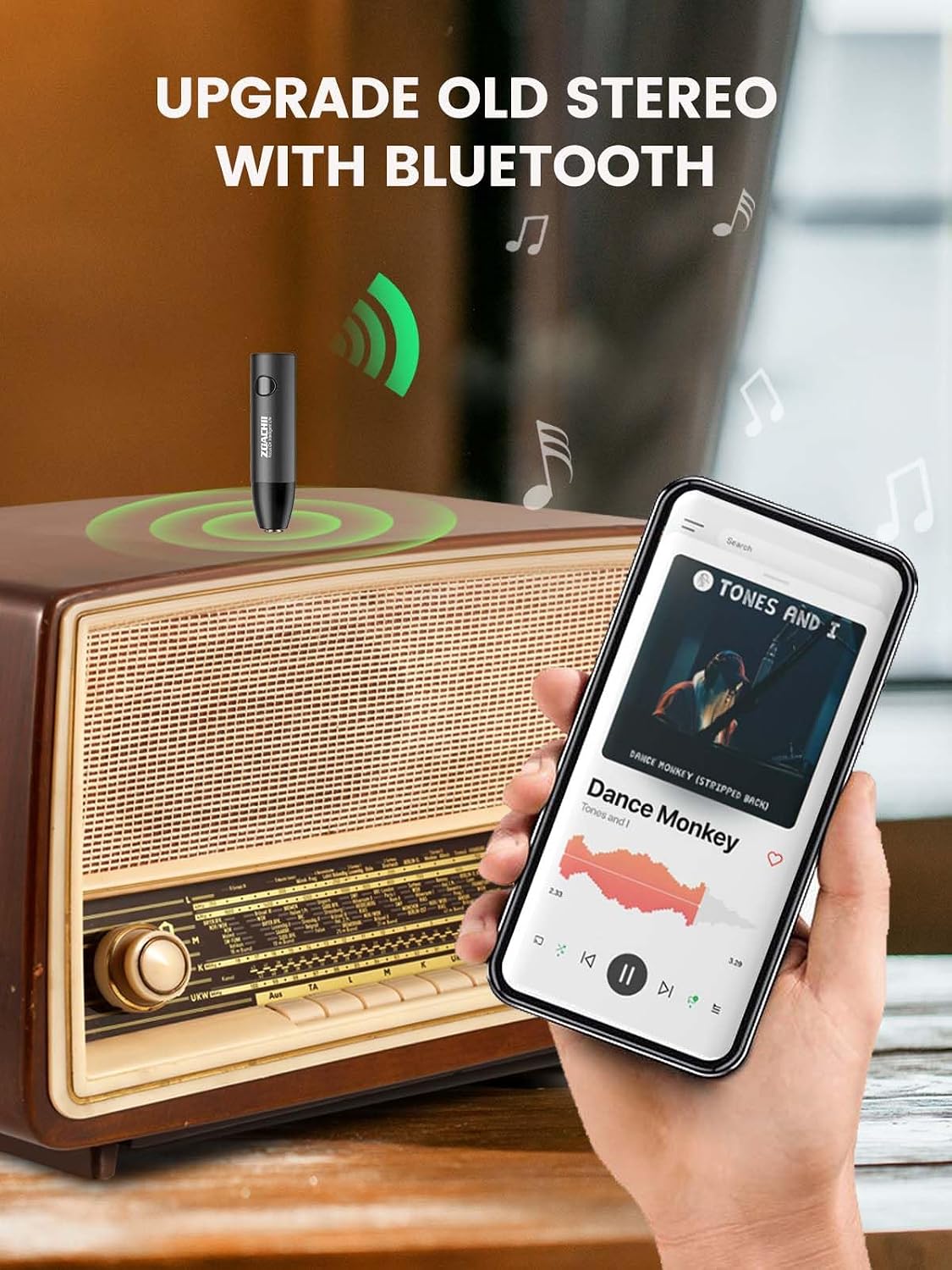 ZOACHII 5.0 3.5mm [1 Bluetooth Aux Adapter for Car, Wireless Bluetooth Audio Receiver with Jack for Vehicle Truck Home