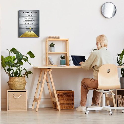 7 Rules of Life Canvas Wall Art - Motivational Inspirational Decor for Classroom & Home | A-253