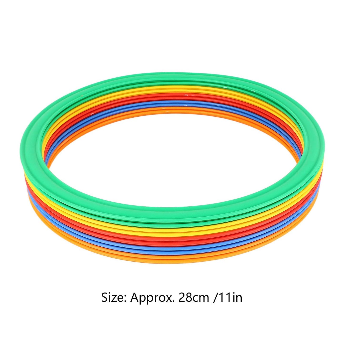 NOENNULL Hopscotch Rings, 10PCS Plastic Round Hoops with 10 Connectors for Toddlers Gross Motor Skills, 11 Inch Indoor Outdoor Agility Rings for Kids Playground Obstacle Course
