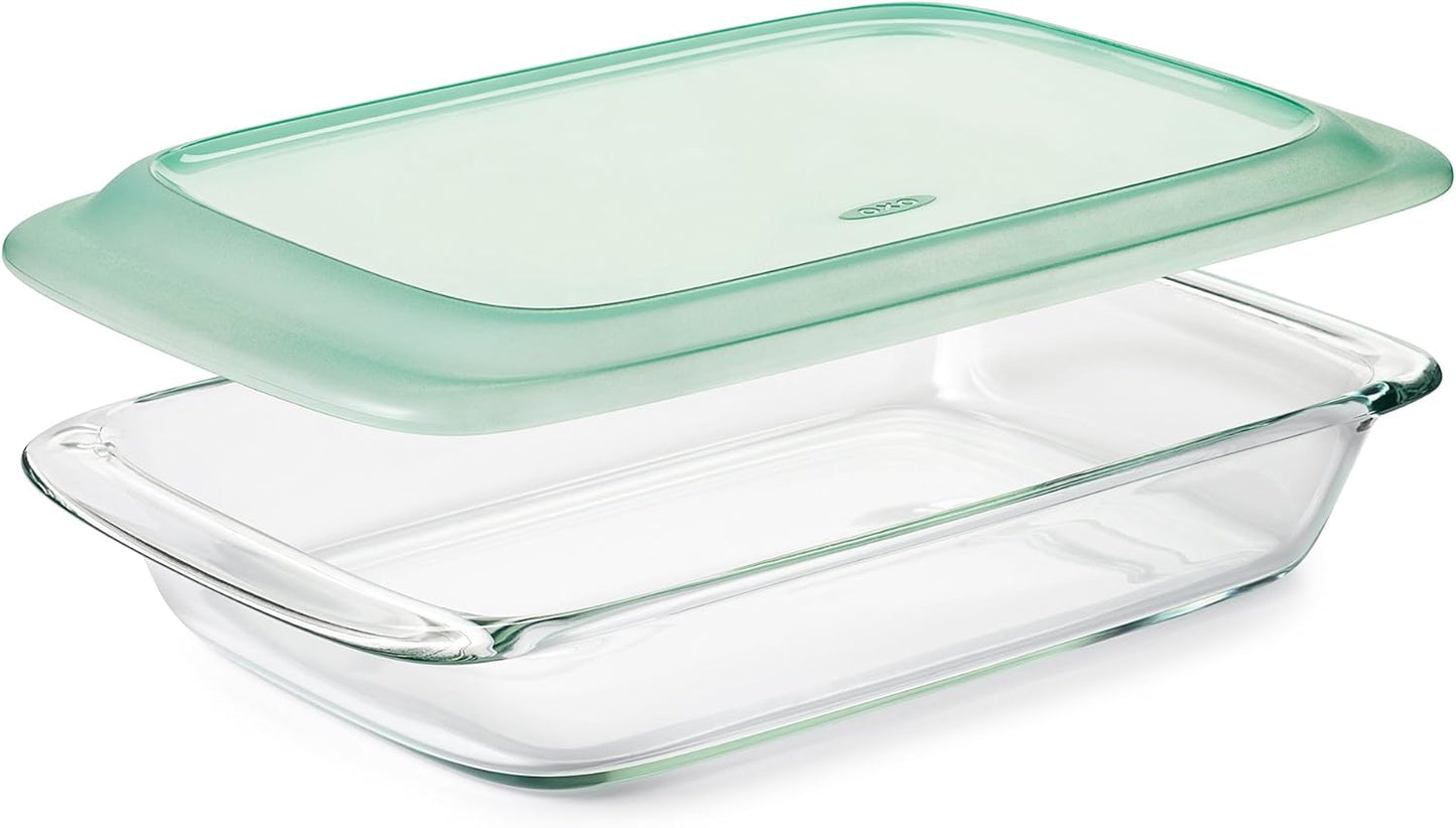 OXO Good Grips Glass Baking Dish Set - Freezer-to-Oven Safe, 3 Qt & 2 Qt with Lids | Clear, 9 x 13 & 8 x 8