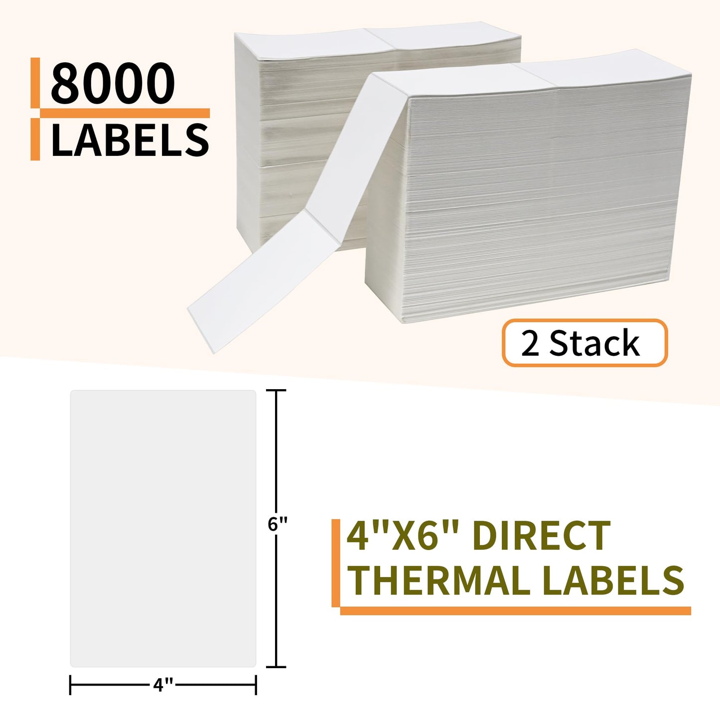 L LIKED 8000 Thermal Shipping Labels 4”x 6”in Fanfold, Permanent Adhesive, Perforated Line Labels Compatible with Direct Thermal Printings (2 Stacks, 4000 Labels/Stack)