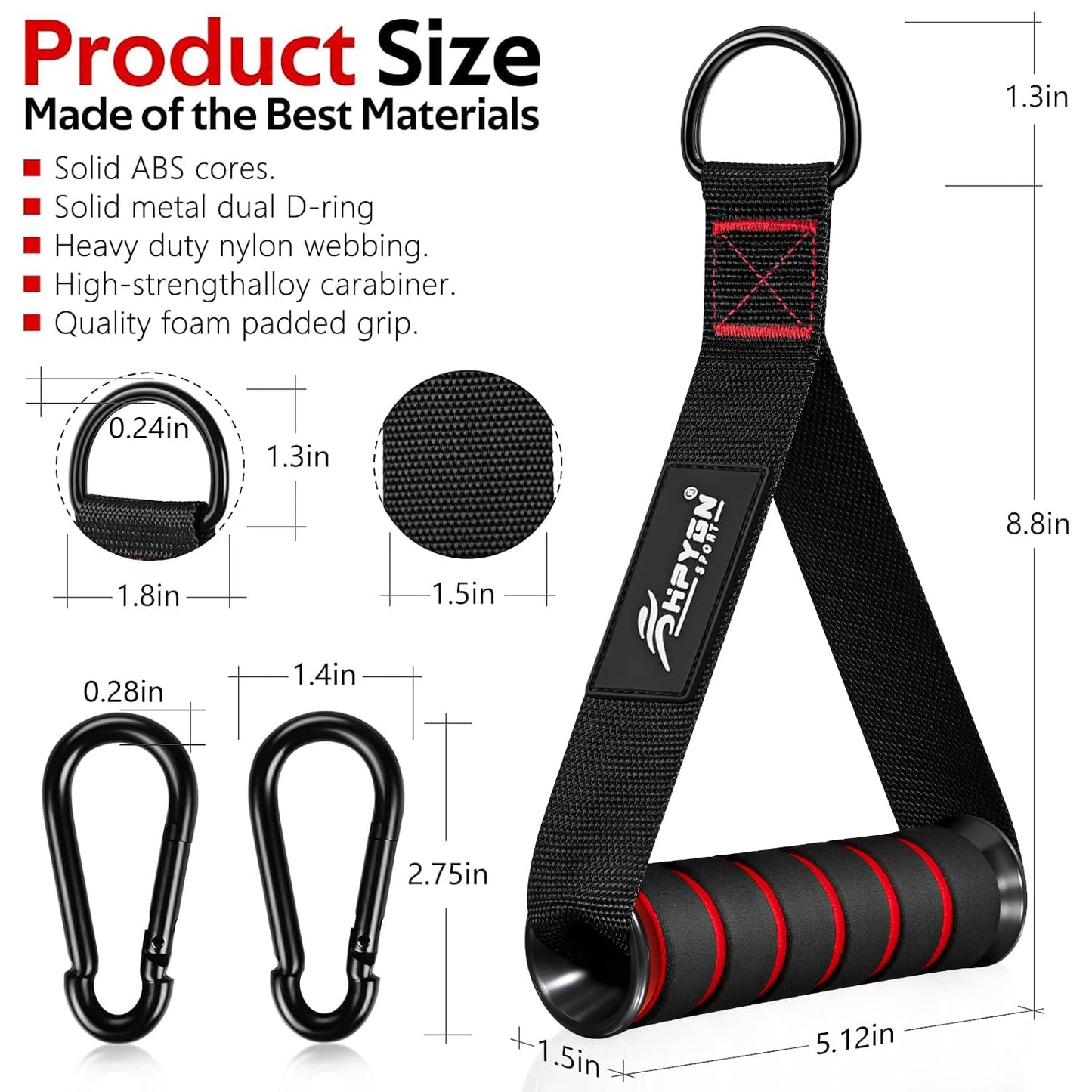 HPYGN Exercise Handles, Replacement Fitness Equipment for Pilates,Yoga,Strength Trainer, Heavy Duty Comfortable Cable Handle Compatible With High Bearing Capacity Pulley Handles, Pull Down Home Gym