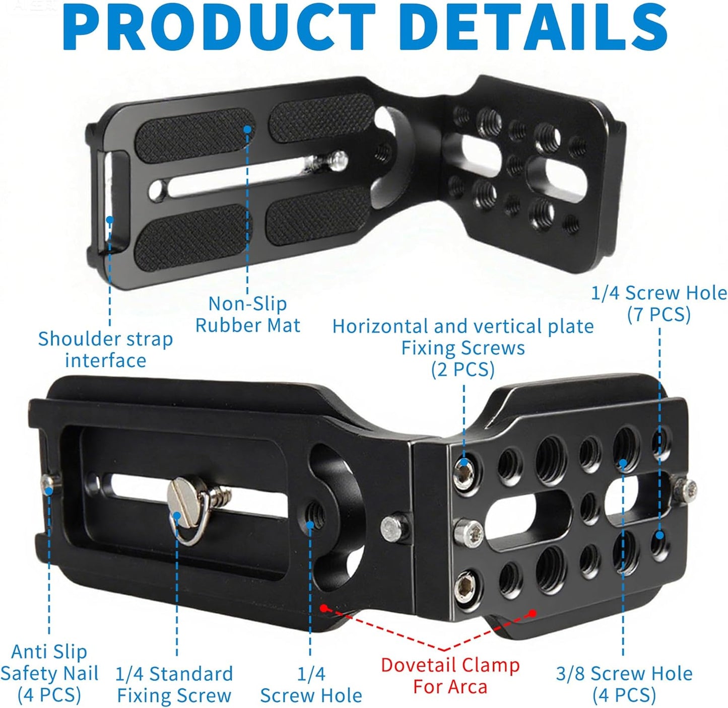 Bestoct 1/4" 3/8" DSLR Camera L Bracket with & Screw Hole, Vertical Horizontal Switching Tripod Mount Quick Release