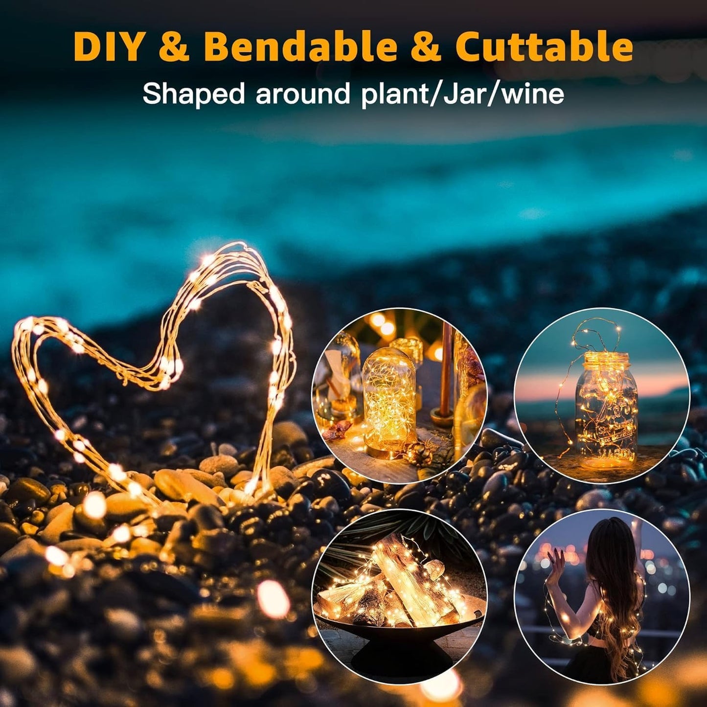 Skiennix 20 Pack Fairy Lights - Battery Operated 7ft Mini String Lights | Warm White Twinkle Lights for Weddings & Parties