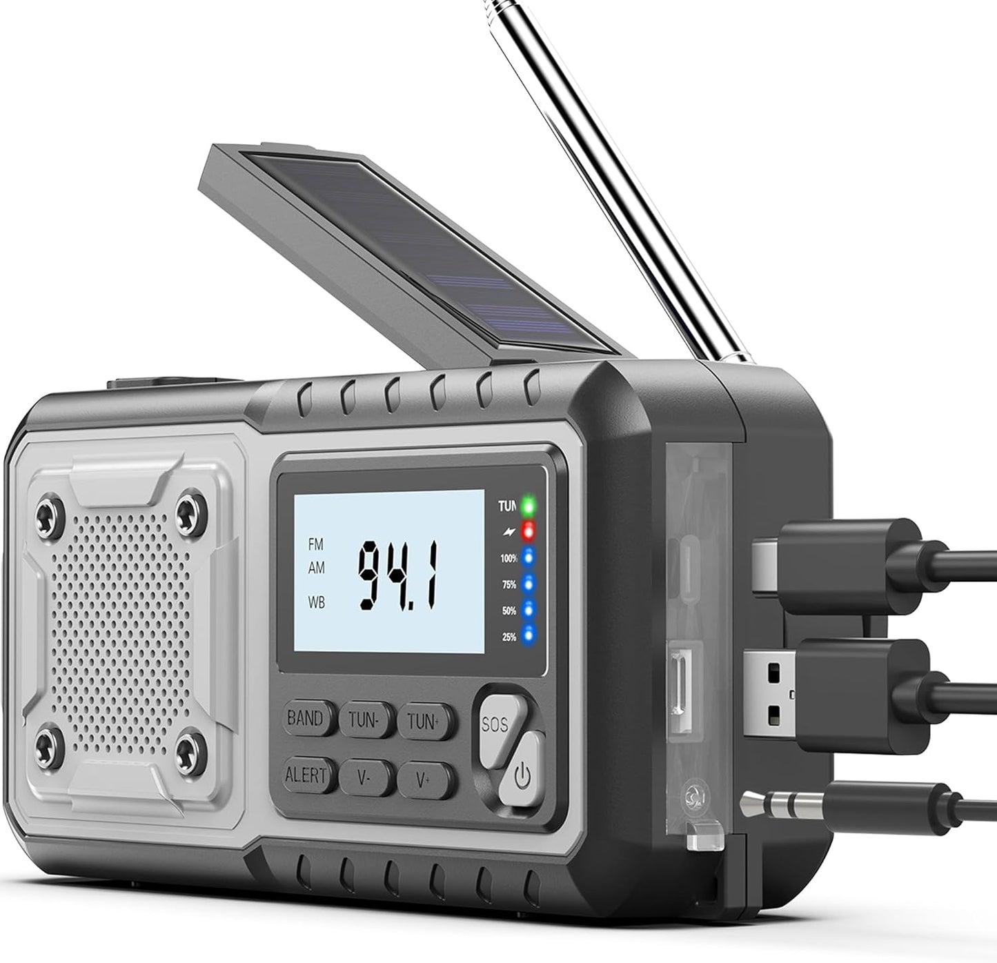 SIYEGK 5000mAh Emergency Weather Radio with Solar Hand Crank, Men Dad Husband Cool Gadgets, NOAA AM FM Portable Battery