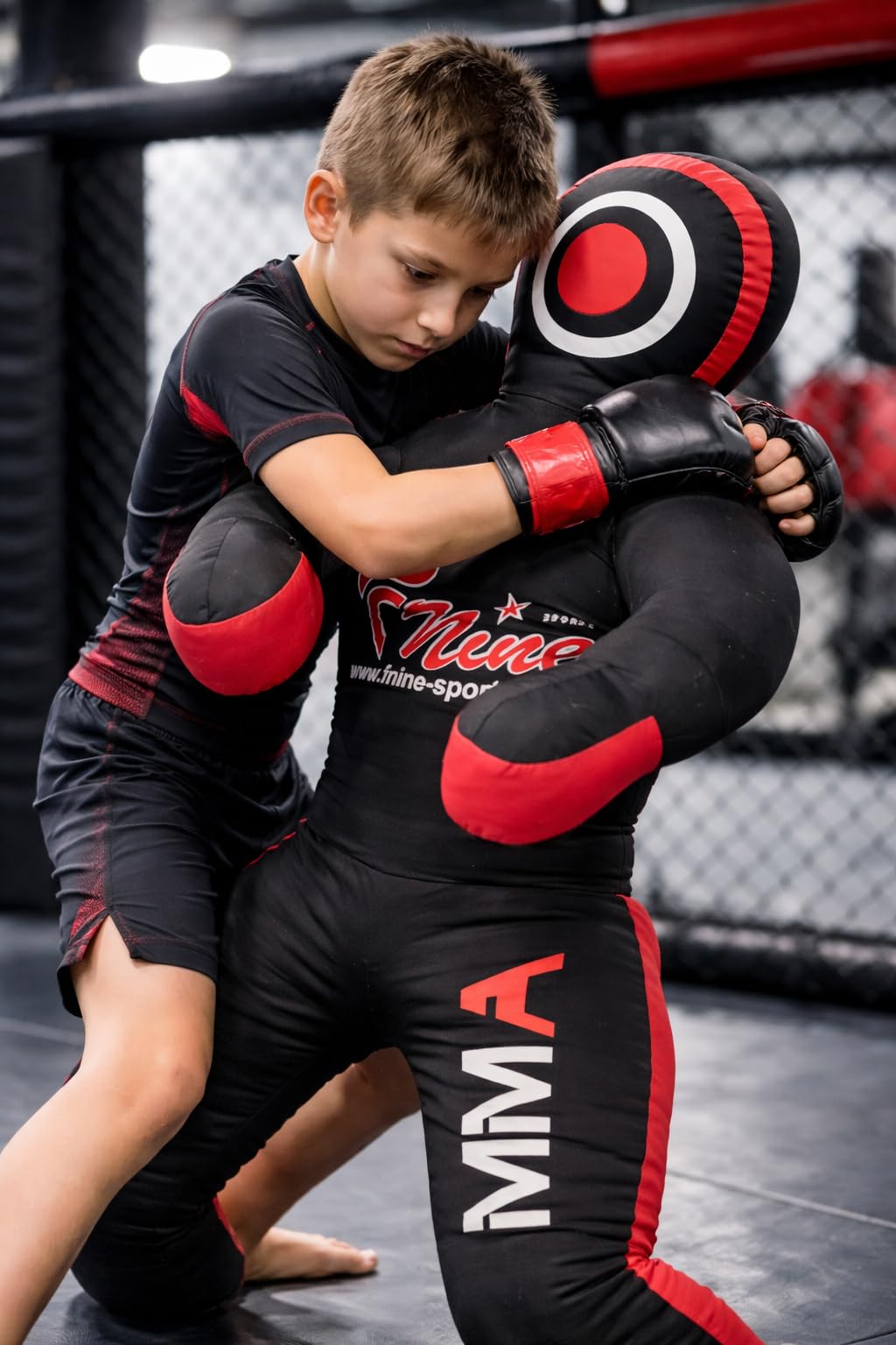 MMA Grappling Dummy, for Judo, Wrestling, Brazilian Jiu Jitsu, Submission and Throwing UNFILLED Canvas Bag (Black Red, 47 Inches (4 feet))
