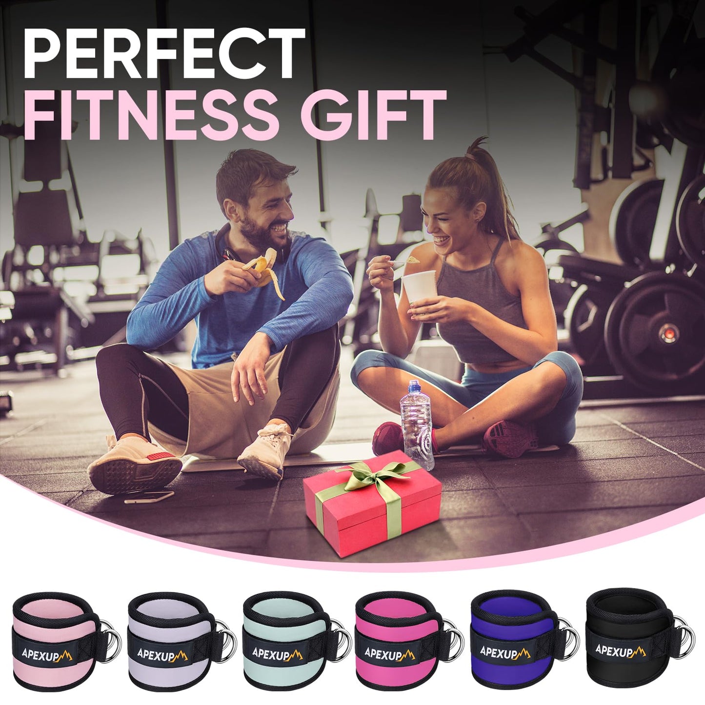 APEXUP Ankle Strap for Cable Machine, Ankle Resistance Bands, Cable Kick Back Ankle Straps for Gym, Glute Workouts, Leg Extensions, Adjustable Straps with Neoprene Padding (Single, Pastel Pink)