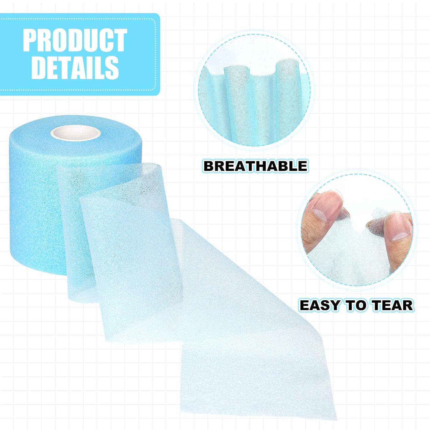 Pre-wrap Athletic Tape,2.75 Inches X 30 Yards Roll Pre wrap Headbands for Hair Soccer,Foam Underwrap Sports Wrap for Ankles Wrists Hands Knees Elbows (Light Blue)