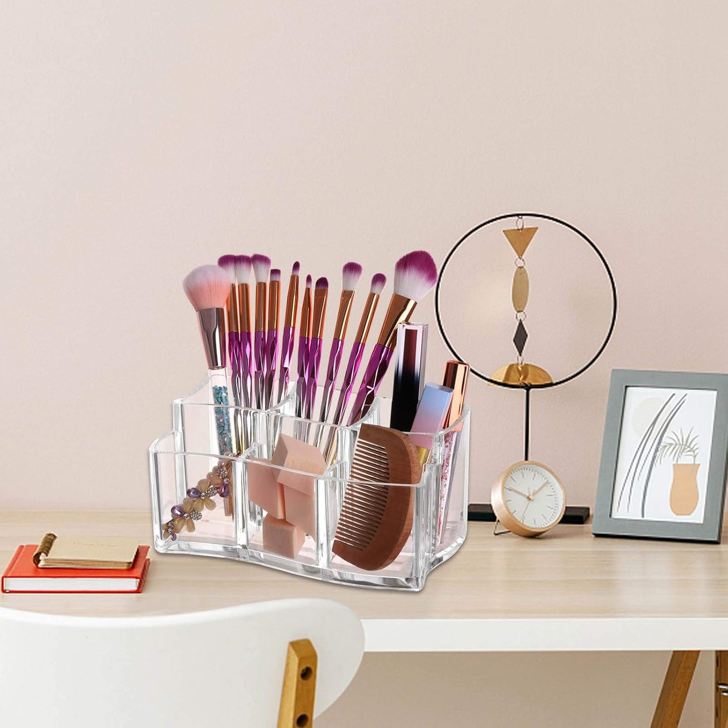 Tbestmax Acrylic Makeup Brush Holder - 6 Slot Organizer for Clear Eyebrow Pens & Cosmetics Storage