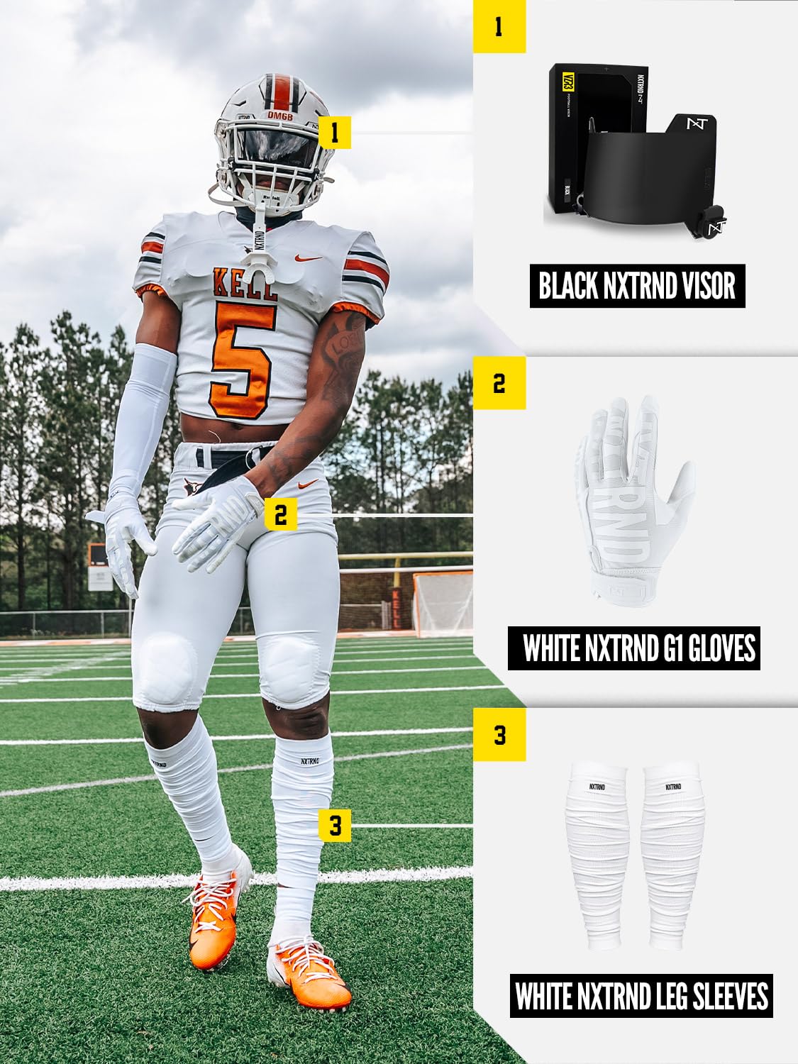 Nxtrnd Football Leg Sleeves, Calf Sleeves for Men & Boys, Sold as a Pair (White)
