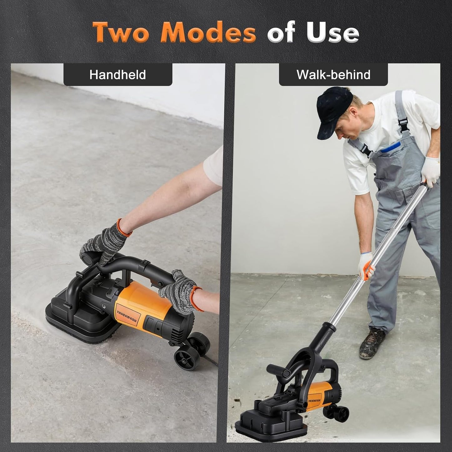 YUCHENGTECH 4 Head Concrete grinder Set 4" Concrete Floor Grinder 3800W Concrete Surface Planer with Dust Extraction Shroud Auxiliary Wheels for Grinding Concrete Cement Marble