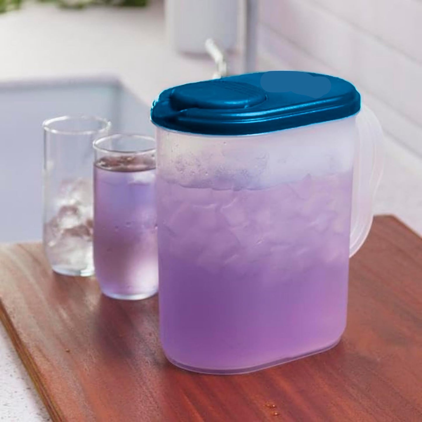 Water Pitcher with Lid 1 Gallon Slim Heavy Duty Plastic Measuring Pitcher with See Through Base, Leak Proof Spill Proof Lid w/Pivot Spout LidCover, BPA-free -Ideal for mixing, storing & serving
