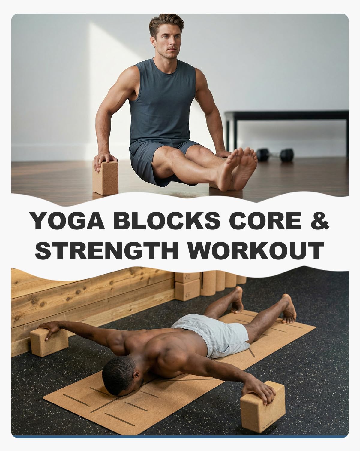 Trideer Cork Yoga Blocks, 2 Pack Yoga Blocks Natural Cork, High Density Yoga Block with Non Slip Surface, Eco-Friendly Yoga Accessories for Women, Ideal for Yoga, Pilates, Stretching