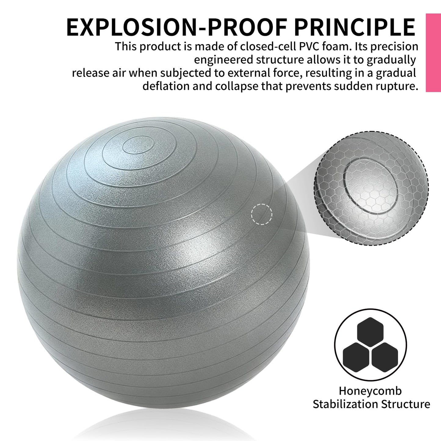 WIFOCU 5 Pcs 26 Inch Anti-Burst Yoga Exercise Ball, Anti-Slip Heavy Duty Gym Ball for Fitness, Core, Balance, Prenatal Workout, Office Chair with Quick Pump