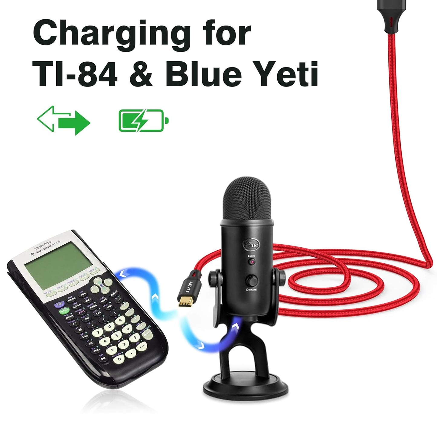3.3ft TI-84, 4 3 2 PS3 AGVEE Mini USB Cable, Braided Durable USB-A to Mini-B Charger Charging Cord for Garmin GPS