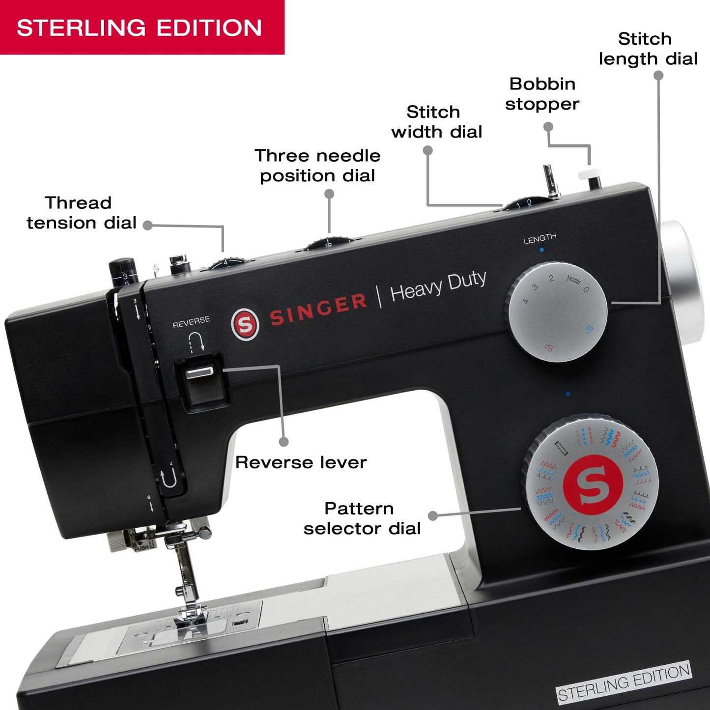 SINGER® HD 4432 Sterling Edition High Speed Sewing Machine +Accessory Kit |32 Built-In Stitches Deliver 110 Stitch Applications | 50% More Power for Thick Fabrics, 1100 Stitches/Min, 1-Step Buttonhole