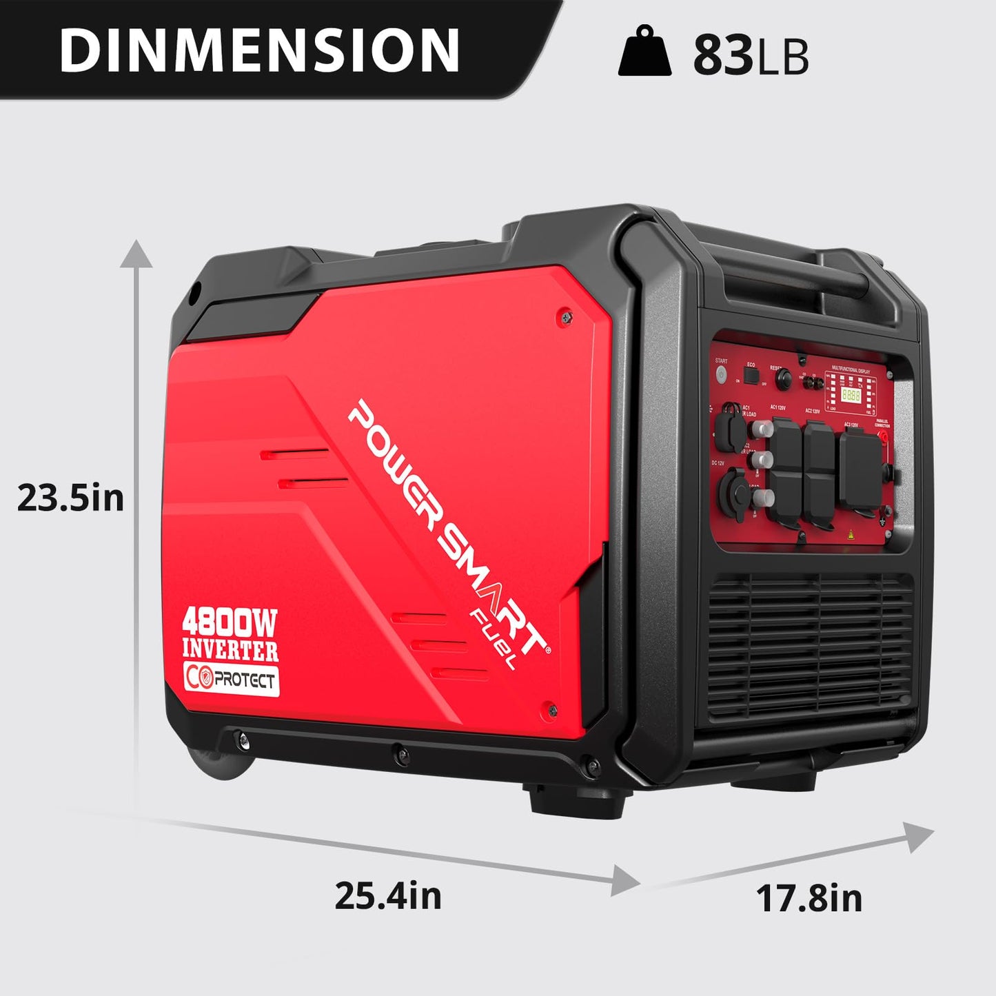 PowerSmart 4800-Watt Portable Inverter Generator with Electric Start, Super Quiet, Wheel Handle Kit, CO Protect, RV Ready, EPA Compliant