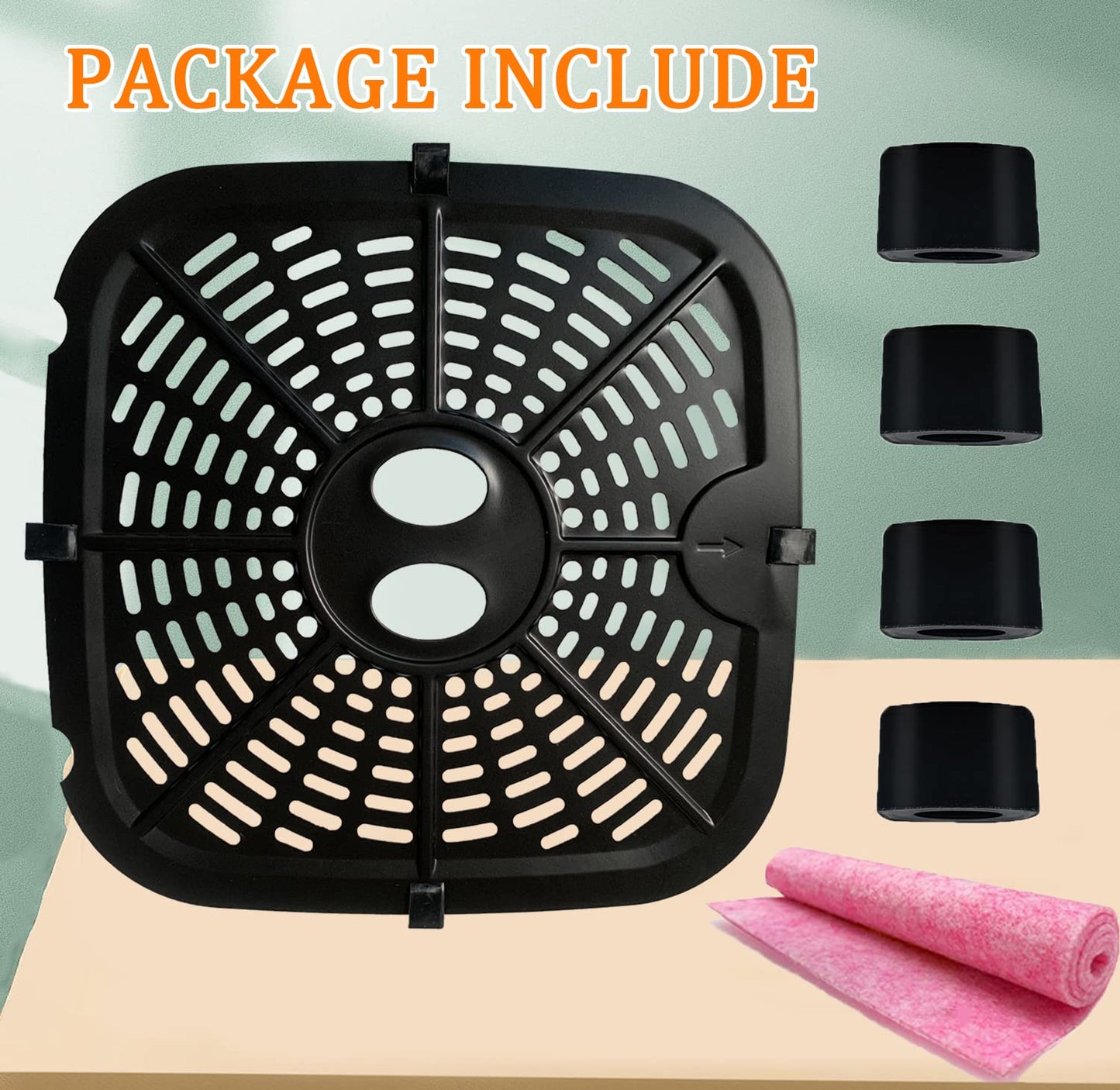 HEISENLIN Square Air Fryer Replacement Crisper Tray for 6.8QT Dreo Air Fryer Pro Max, 9.6IN Upgraded Double-layer Coating Air Fryer Grill Plate Pan Rack Grate Grid Insert for Dreo Air Fryers