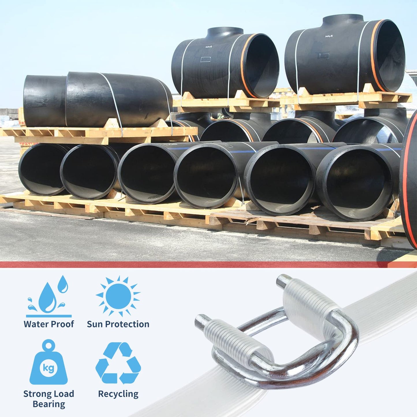 VETAKING Heavy Duty Reusable Buckles with Anti-Slip Coating Sturdy Metal Wire and High Holding Power 100pcs /200pcs Metal Buckles for Plastic Strapping - 3/4'' Strap Width Woven Cord Strapping (100)