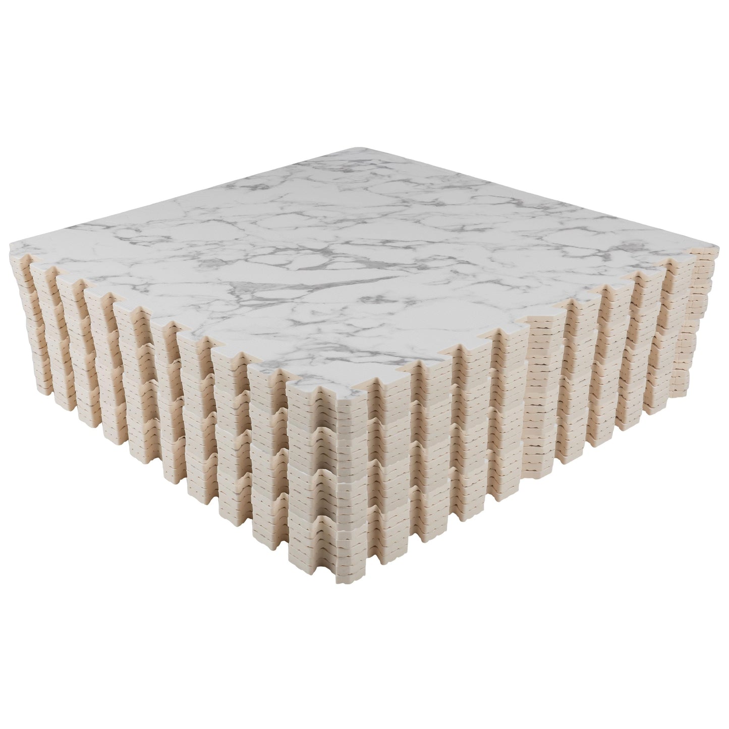 EVA Foam Floor Tiles 24-Pack - 96SQFT Puzzle Mat - Interlocking Foam Tiles for Baby Play Mat or Gym Flooring for Exercise by Stalwart (Faux Marble)