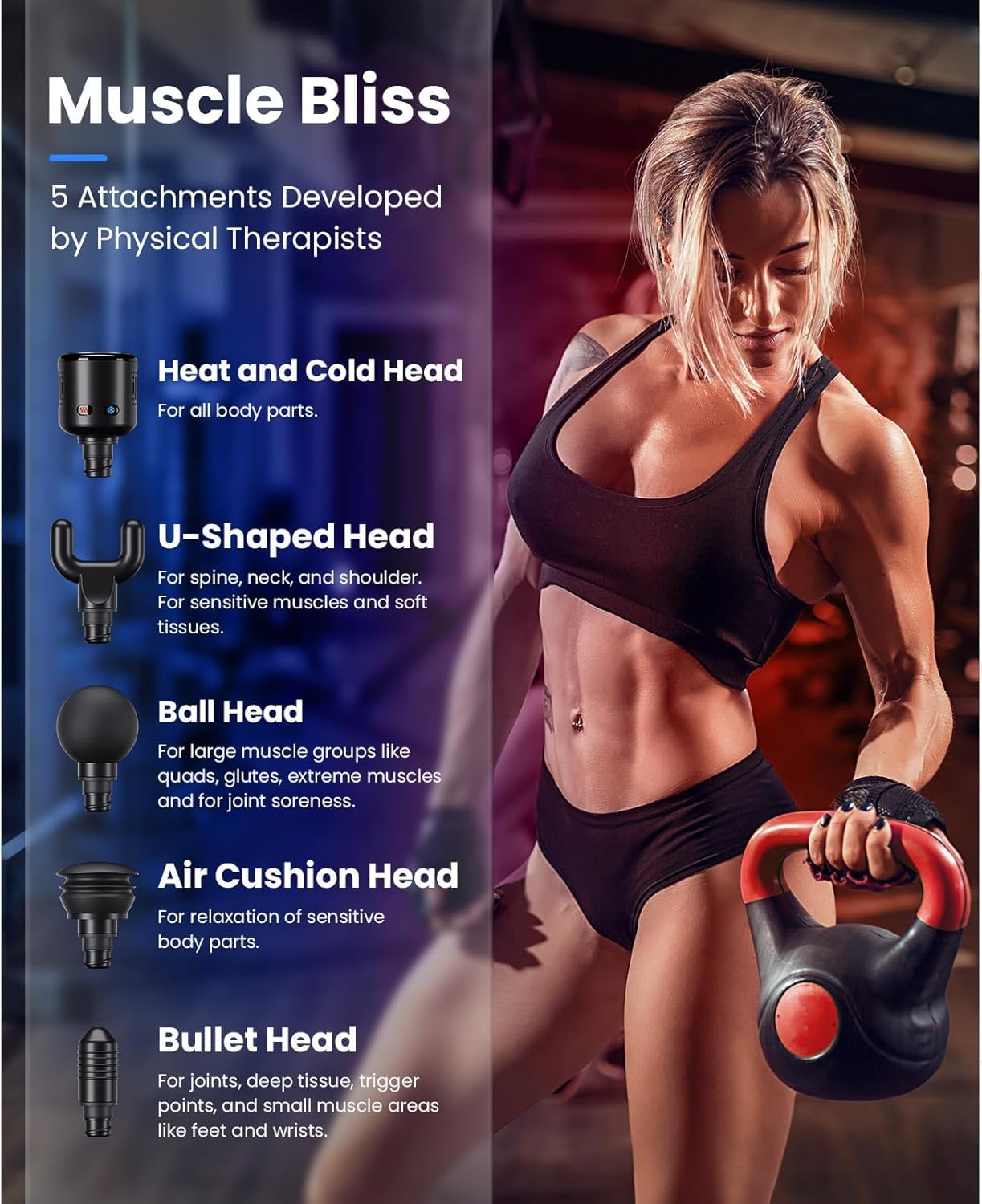 BOB AND BRAD X6 Pro Massage Gun Deep Tissue Percussion with Metal Head Therapy, Professional Muscle Massage Gun for Athletes, Electric Massager Gun for Pain Relief,Christmas Gift for Men Women Dad Mom