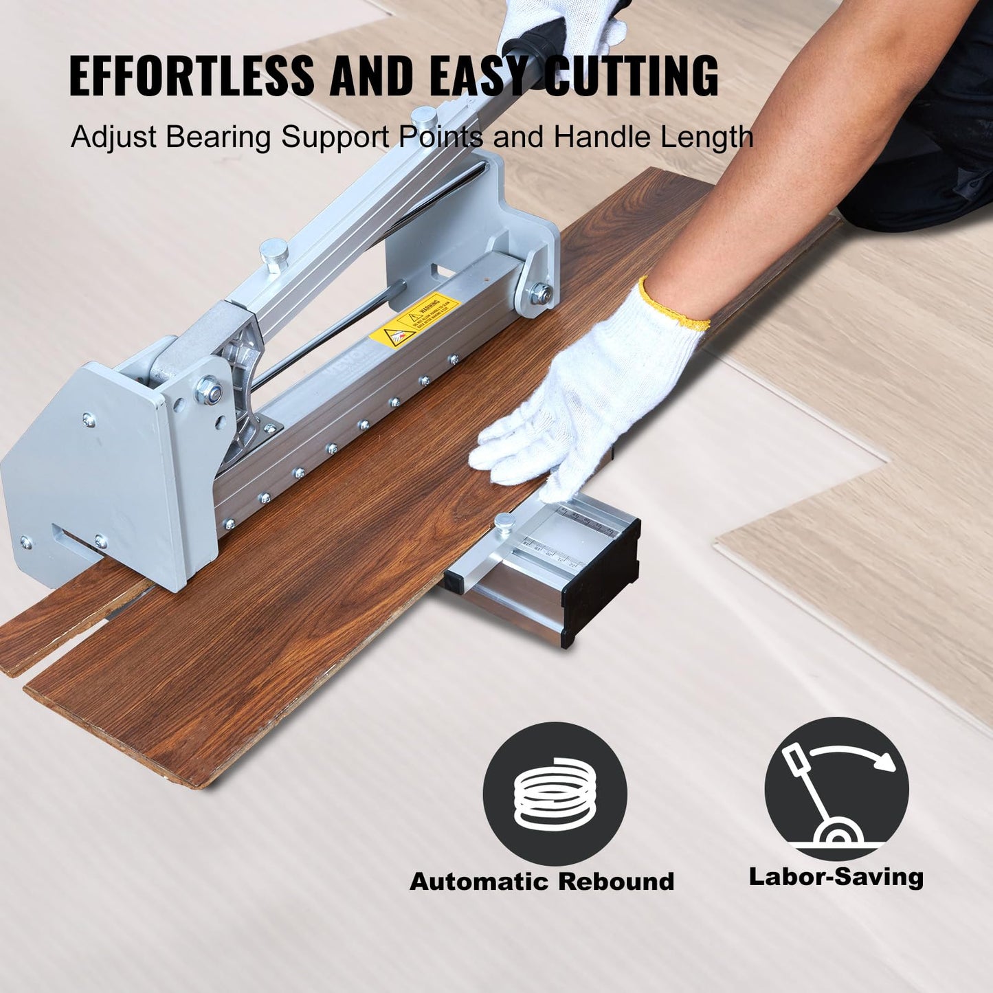 VEVOR 13-inch Flooring Cutter, Handles Vinyl Plank, Laminate, Engineered Wood, Siding, with a 0.47in Cut Depth for Smooth, Simple Slicing, Suitable for LVP, WPC, SPC, LVT, VCT, PVC, etc.
