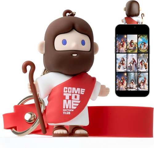 FaithTag Mini Jesus Figurine | Cute 3.2in NFC Keychain - Interactive Bible Stories & Gifts for Kids and Women