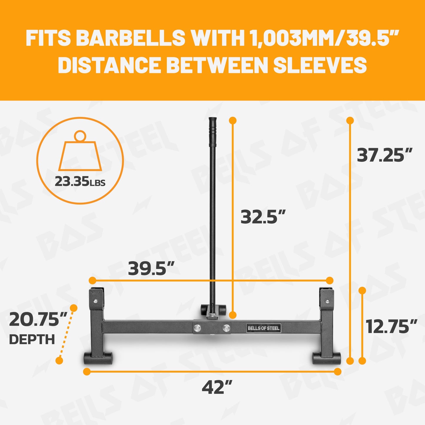 Bells of Steel Deadlift Jack 2.0 Premium Barbell Jack | Long Handle Deadlift Bar Jack | Bar Jack Durable Nylon Rollers for Easier Bar Centering | Protective UHMW Deadlift Stand, 800lb Capacity
