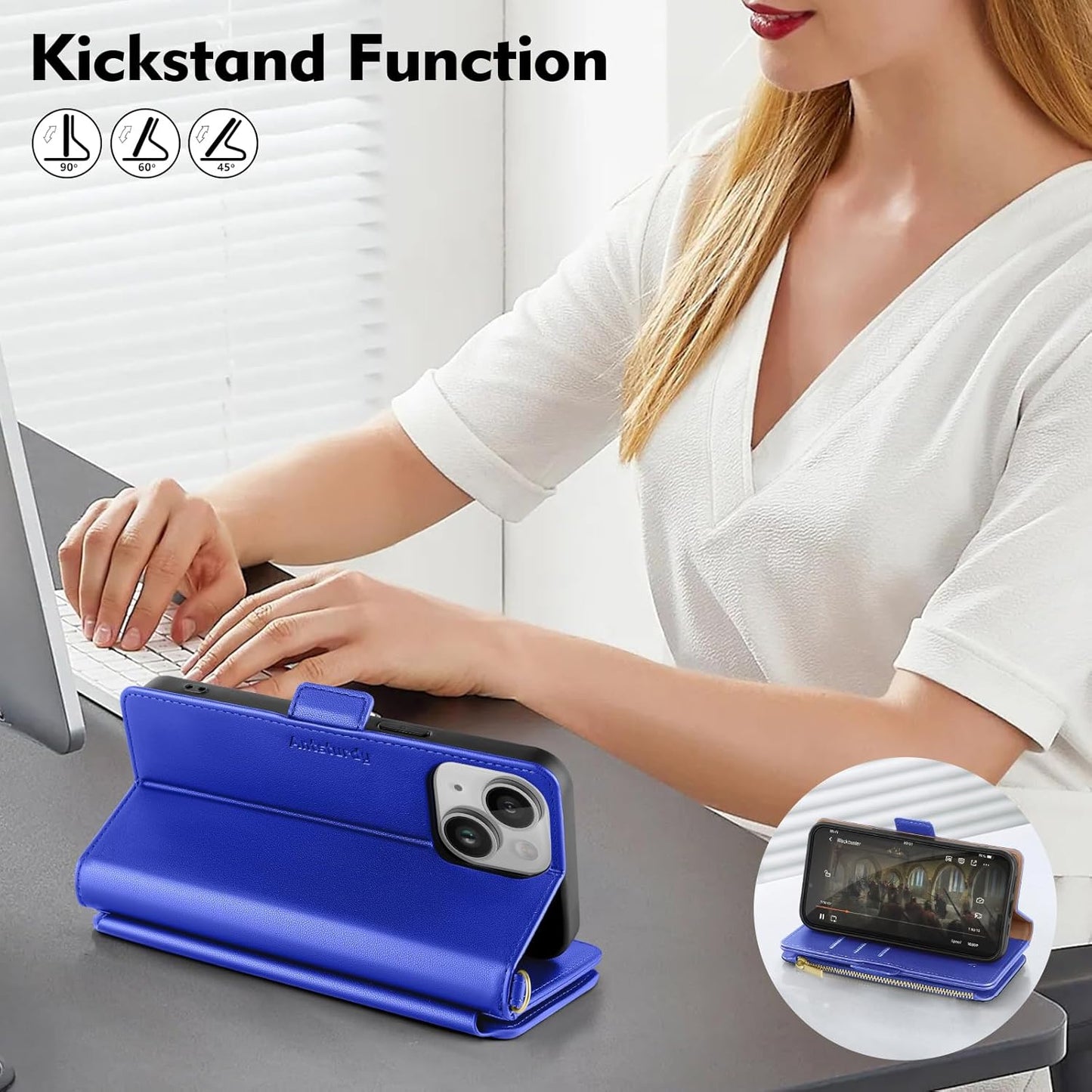 Antsturdy 13 13 6.1,Purple Compatible with iPhone Wallet CaseRFID BlockingPU Leather Phone Case Women Men Flip