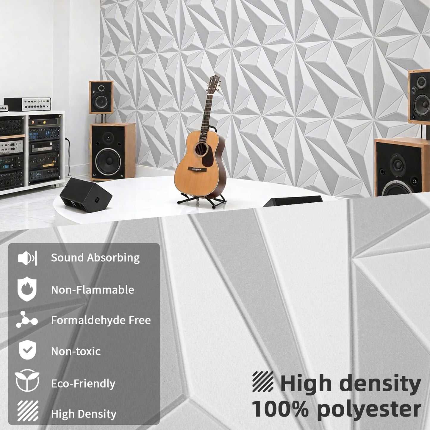 Art3dwallpanels 24" X 24" Acoustic Panels 6 Pack Soundproof Wall Panels Sound Dampening, 3D Wall Decor Absorbing Panels, White and Gray