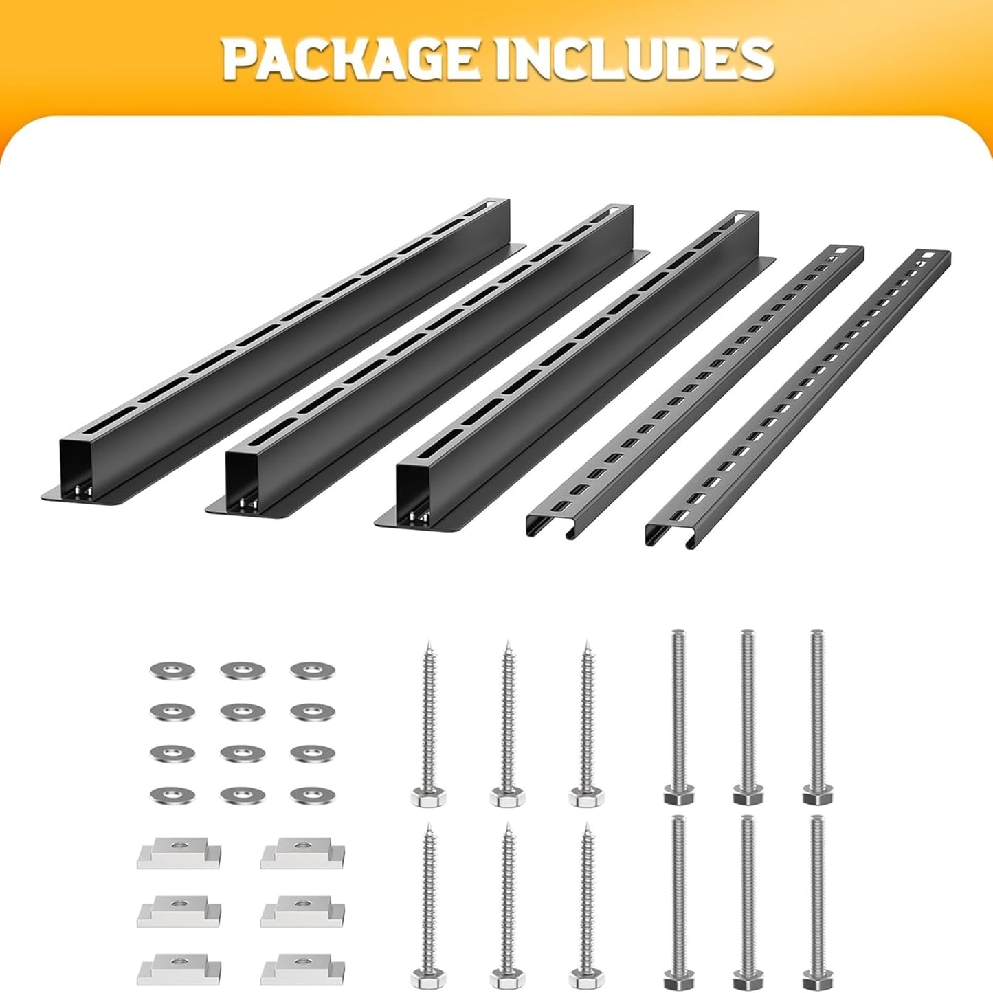 WALMANN Overhead Tote Storage Rail System, Garage Ceiling Bin Storage Rack Heavy Duty Adjustable Tote Slide Rails(Black, Bins are not Included)
