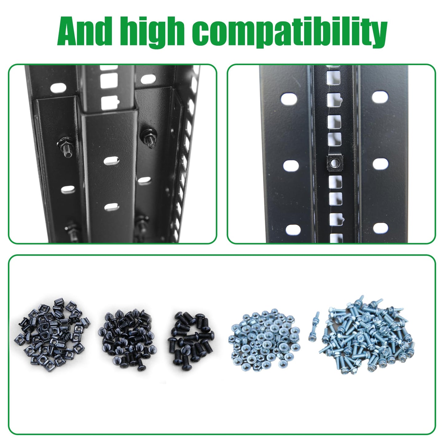 42U Server Rack/4-Post 19in Network Rack/Open Frame Rack with Wheels, Heavy-Duty Frame Cabinet/Adjustable Depth 15.75-13.75in GLOBALRACK，(4POST-600-42U)