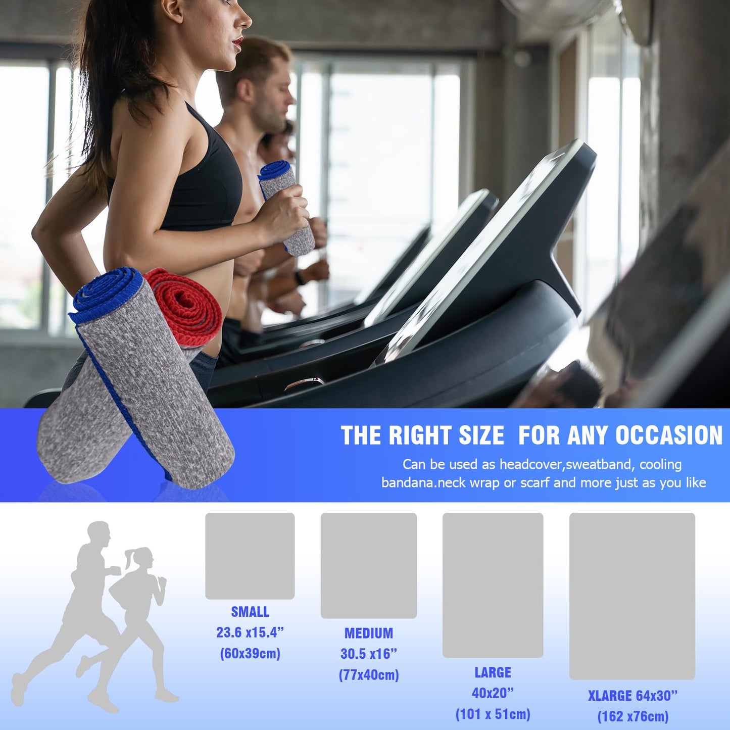 Vnoss Microfiber Gym Towels 3 Pack, Quick Dry Workout Towel, Fast Drying Sweat Towel for Men & Women, Workout Gear, Yoga, Camping, Hiking, Gym Gifts - 16x26.8 Inch, Heather Grey
