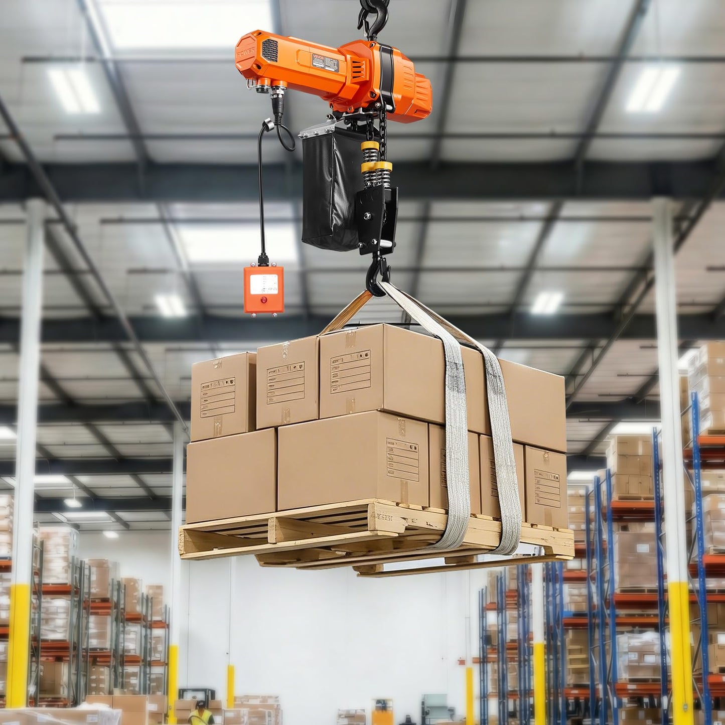 VEVOR 2-Speed Electric Chain Hoist 2200 lbs, G100 10ft Lifting Height, 120V 1-Phase Overhead Crane with 328ft Wireless & 8ft Wired Remote Control, Power Electric Hoist for Factory, Warehouse, Garage