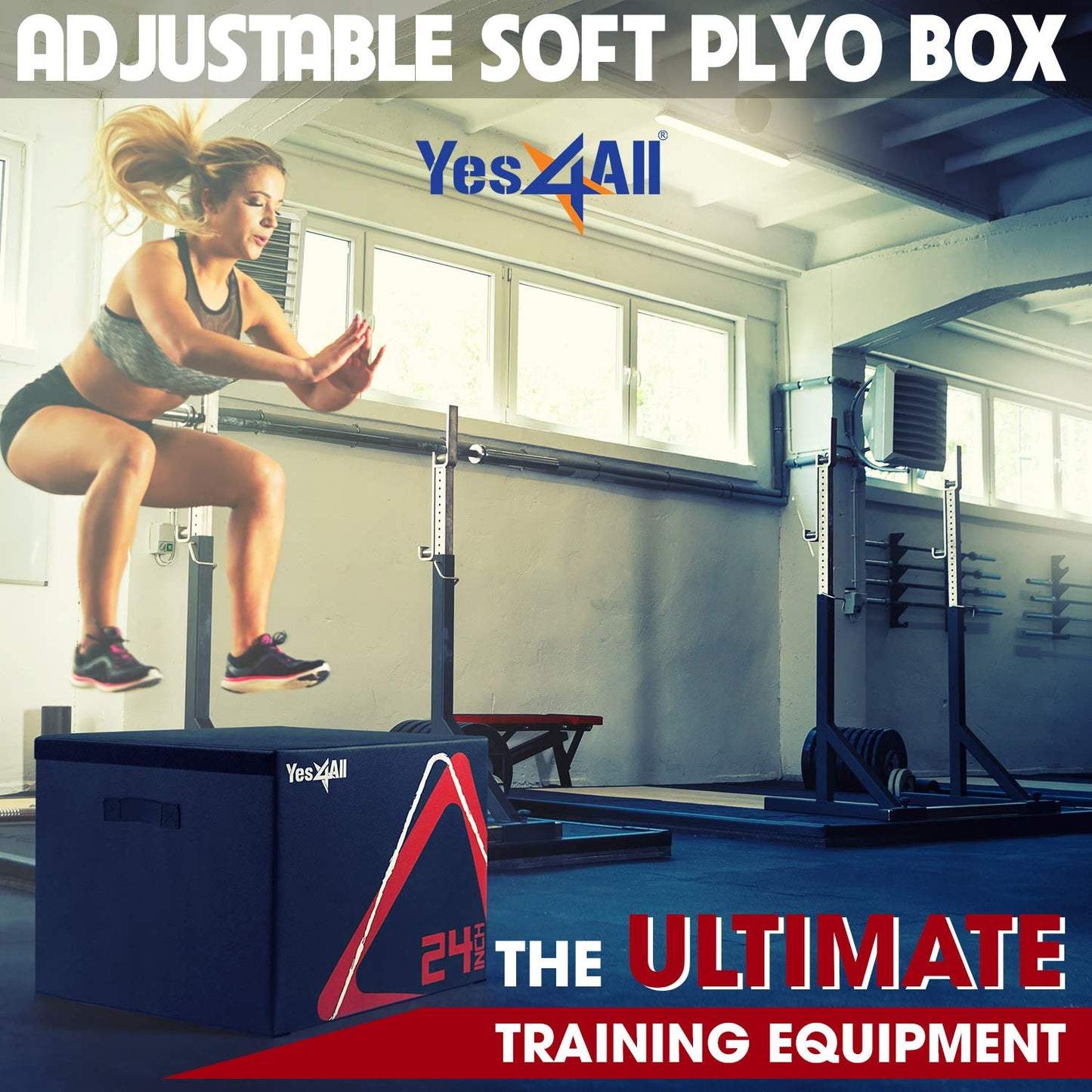 Yes4All Adjustable Soft Plyo Box – Available in 6, 12, 18 and 24-inch Box Sizes (K. Black - 12" + 24")